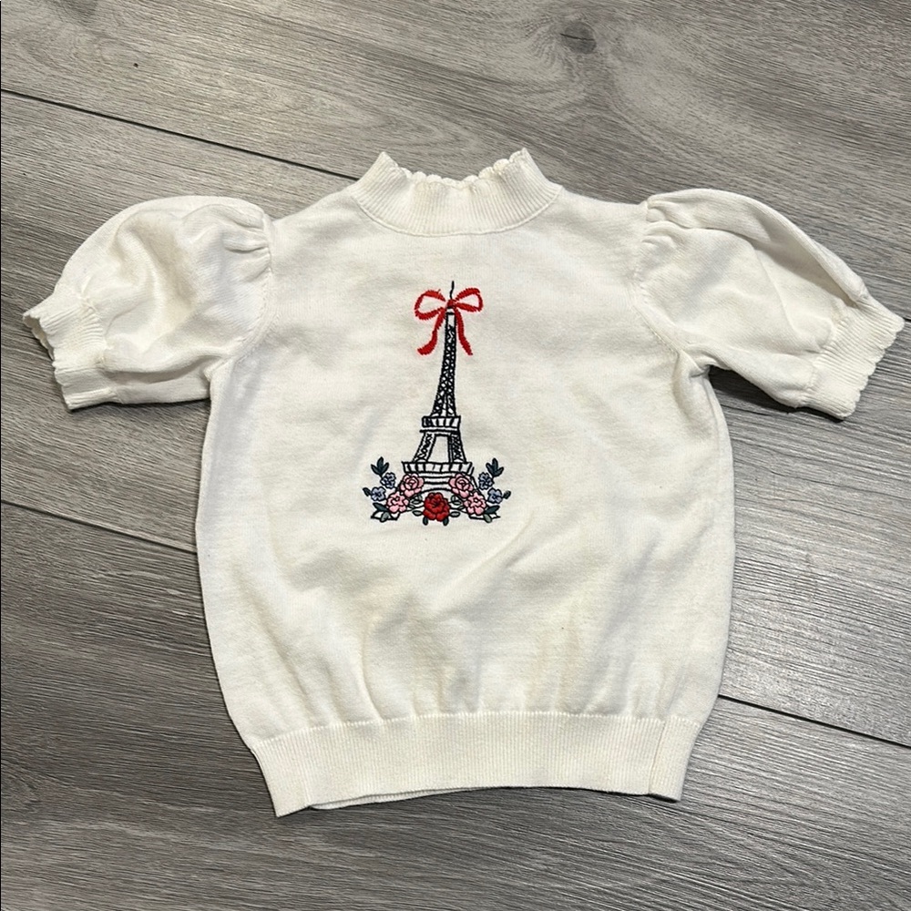 White Eiffel Tower Kids Top
